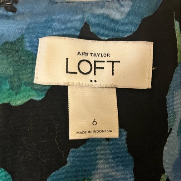 ANN TAYLOR LOFT Blue,Green & Black Floral Sheath Cotton Mini Dress, size 6 - Picture 8 of 8